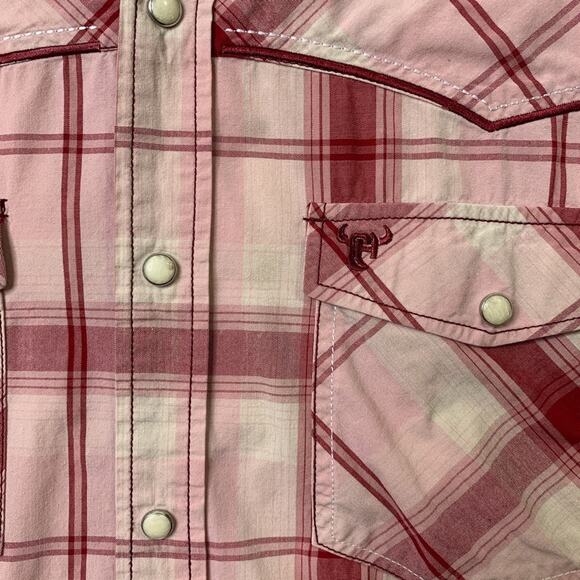 Cowboy Hardware Shirt Mens L Cotton Pearl Snap Buttons Plaid Long Sleeve Western - Picture 4 of 9